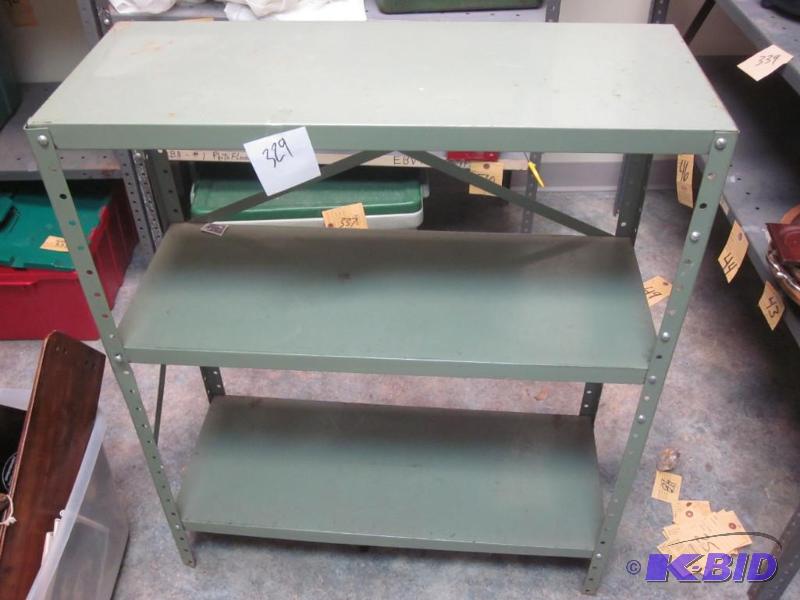 lot 329 image: Three tier metal shelf.       ...