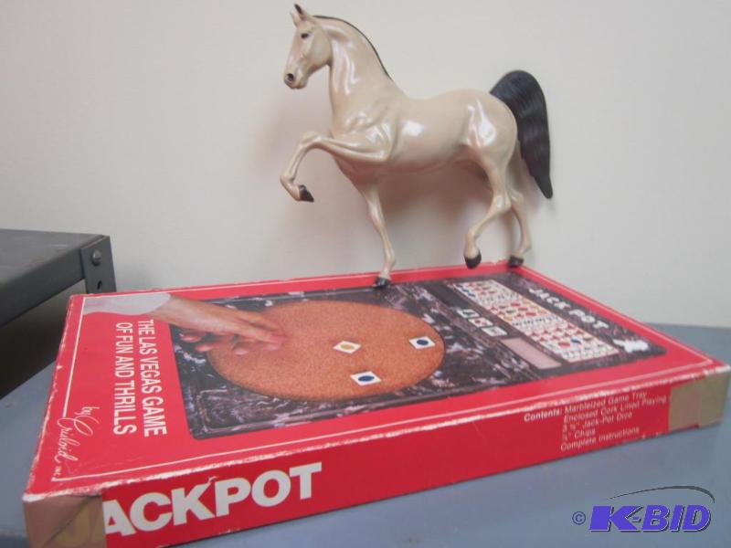 lot 348 image: Vintage game and toy horse.      &n...