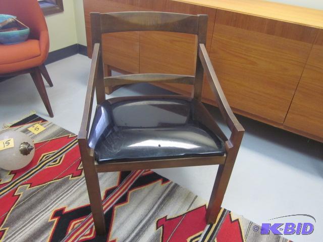 lot 4 image: Mid Century solid wood Lane chair with black ...