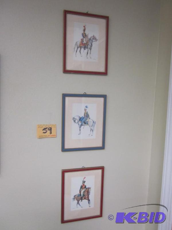 lot 59 image: Lot of (3) vintage art prints with colorful w...