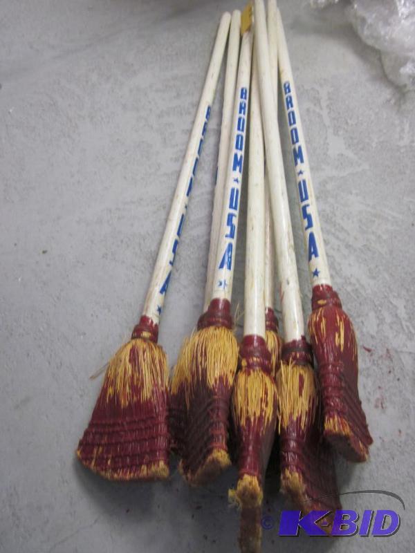 lot 63 image: Lot of (6) USA Broomball vintage wood brooms....