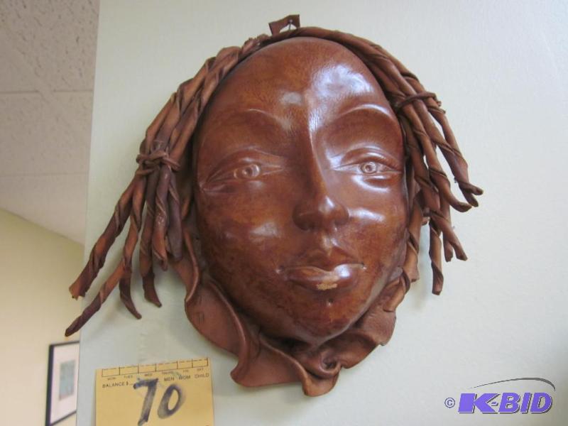 lot 70 image: Vintage Ethnic Asian 9 inch leather art mask,...
