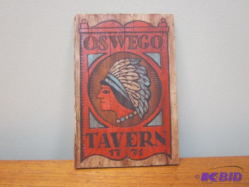 lot 74 image: Folk art hand painted tavern wood sign.  &nbs...
