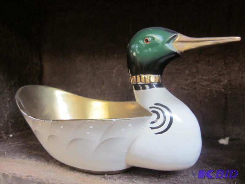 lot 83 image: 6 inch painted brass mallard duck     &n...