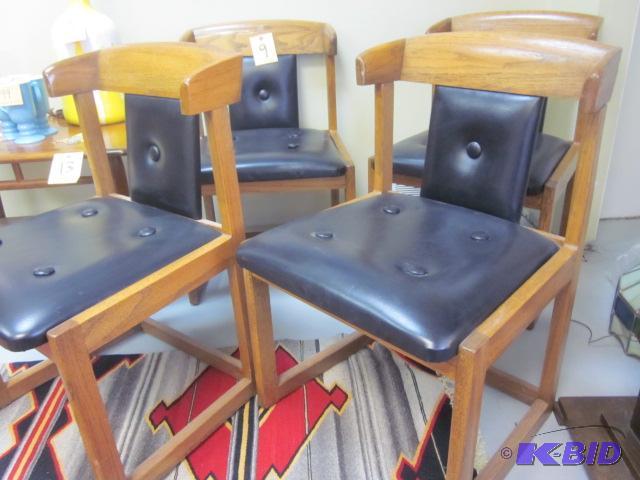 lot 9 image: Lot of (4) solid wood Mid Century black vinyl...