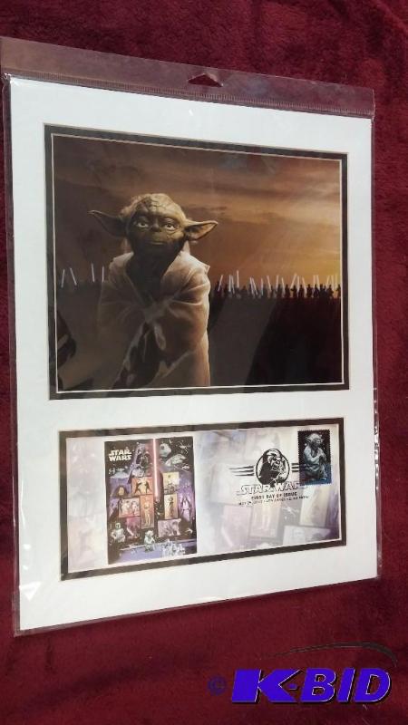 lot 57 image: STAR WARS YODA PRINT WITH YODA STAMP FIRST DA...