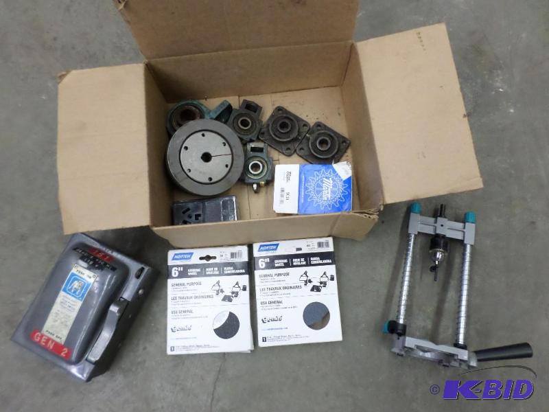 lot 101 image: Box Of Grinding Wheels, Switch Box, Bearings...