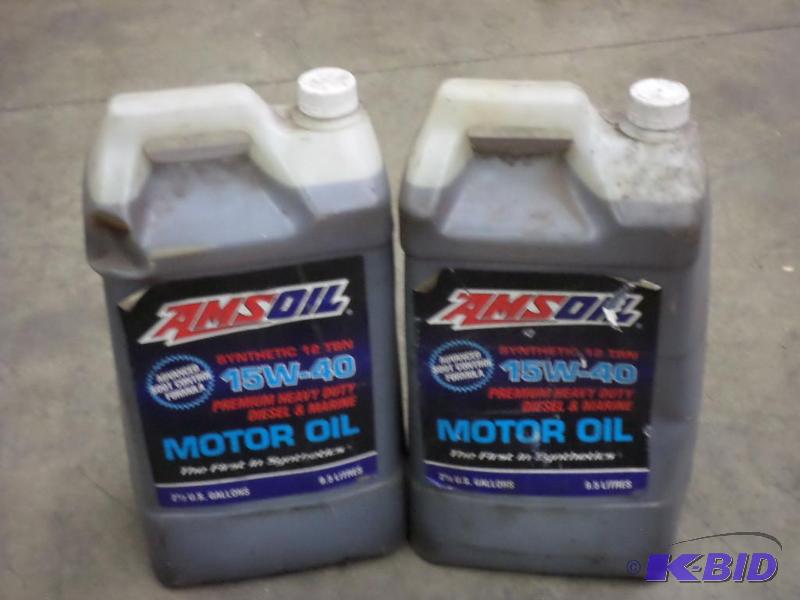 lot 22 image: (2) 2.5-Gallon Jugs Of Amsoil Synthetic 15W-4...