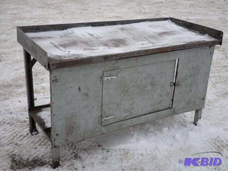 lot 3 image: Steel-Framed Work Table With Under-Cabinet...