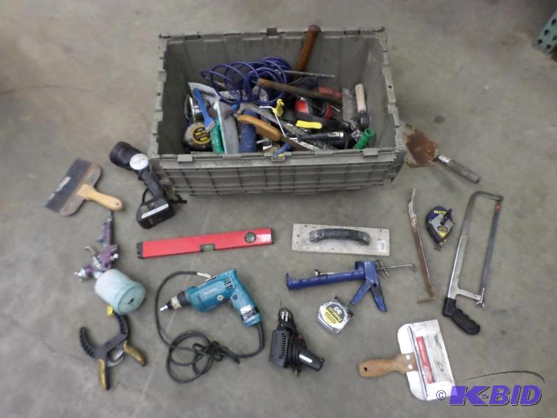 lot 54 image: Tote Of Misc Hand & Power Tools, Etc...