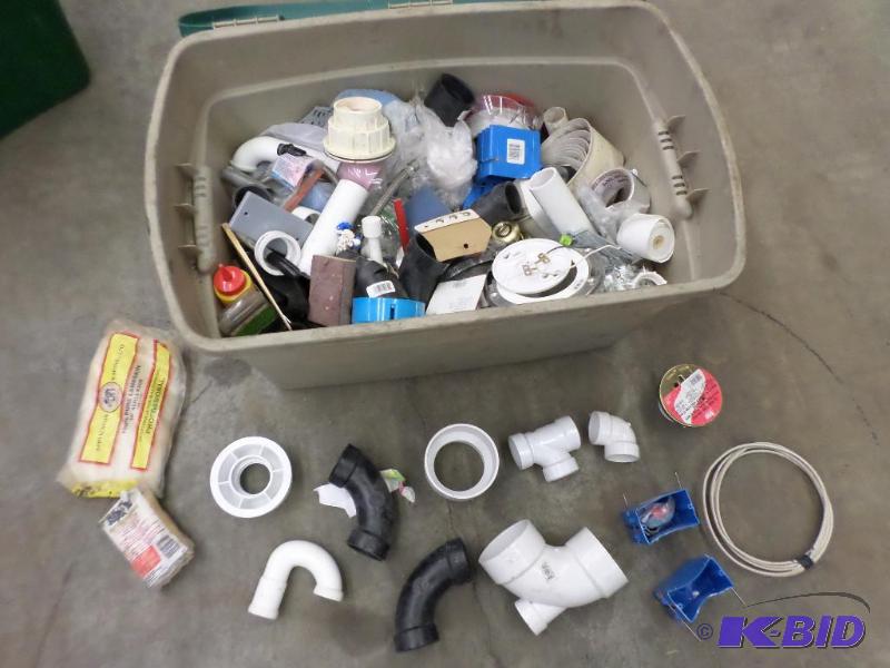 lot 55 image: Tote Of Misc PVC Fittings & Etc...