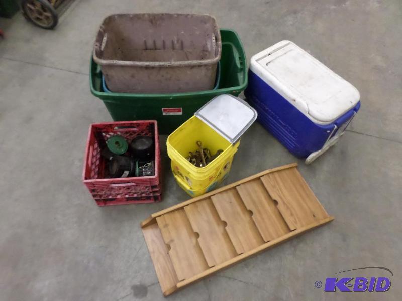 lot 57 image: Lot Of Plastic Totes, Cooler, File Organizer...