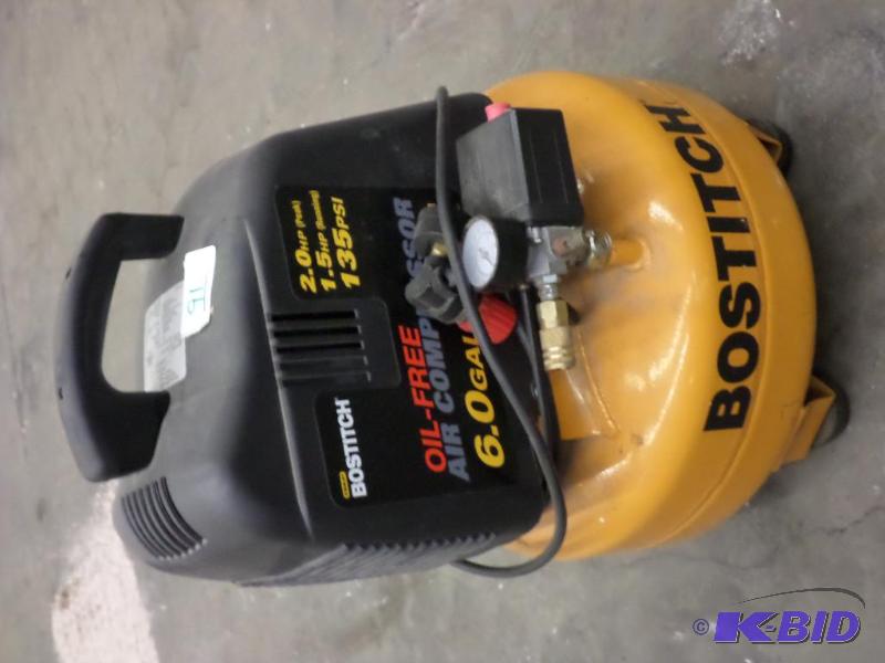lot 91 image: Bostitch 6-Gallon 2HP Electric Air Compressor...