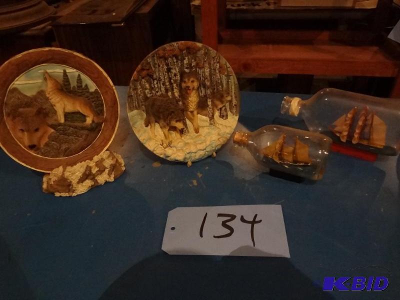 lot 134 image: Wolf Plates, Ships in Bottle