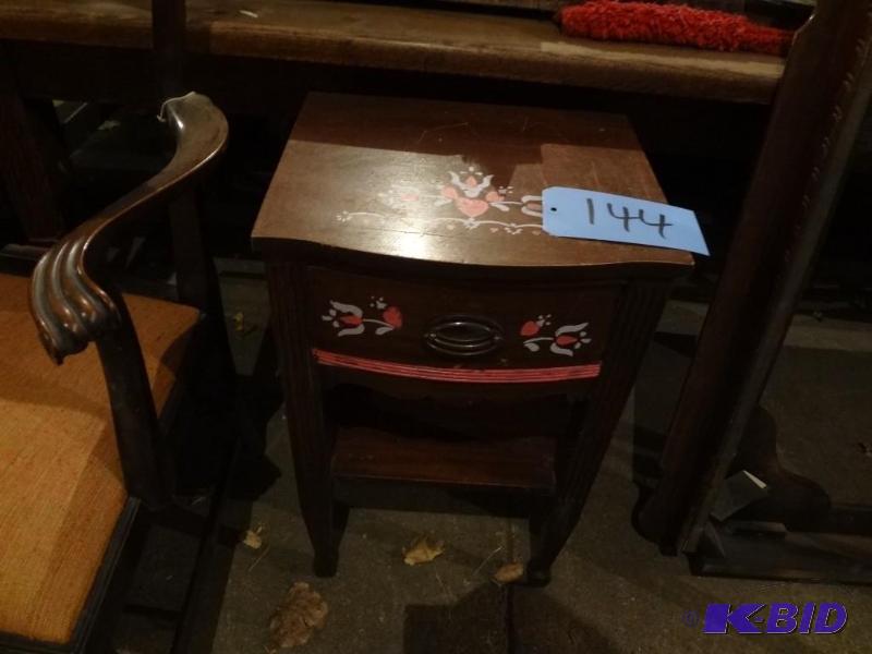 lot 144 image: Curved Front Stand, Chair, Table