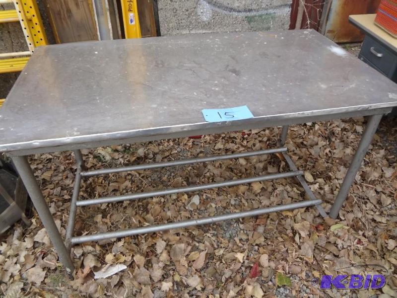 lot 15 image: Metal Table, Stainless Top