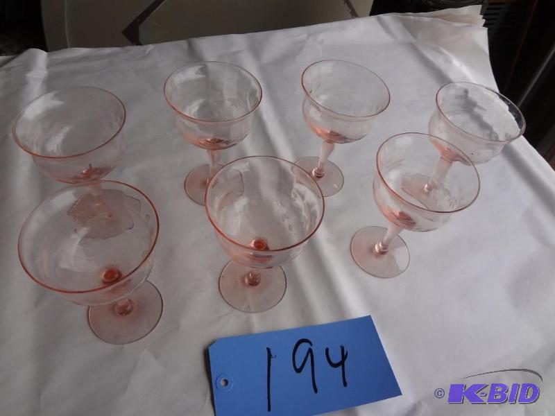 lot 194 image: (7) Pink Depression Goblets