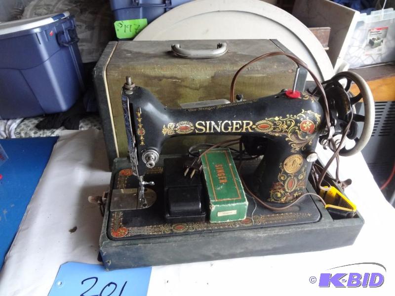 lot 201 image: Old Singer Portable Sewing Machine