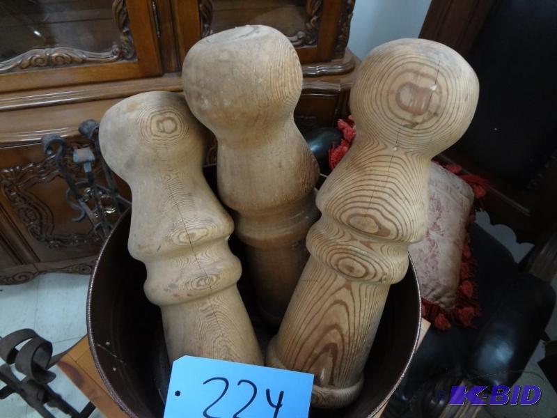 lot 224 image: (3) Huge Wooden Knobs
