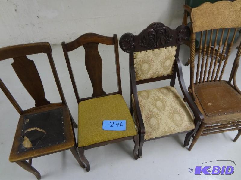 lot 246 image: Four Chairs, Green Seats