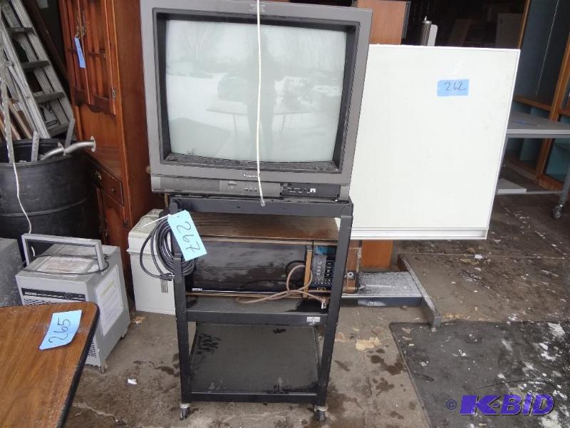 lot 267 image: TV, Microwave, Wheeled Stand