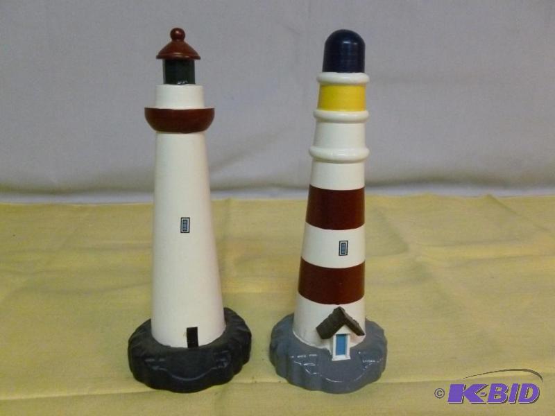 lot 144 image: Lot of two wooden light house mantle decorati...