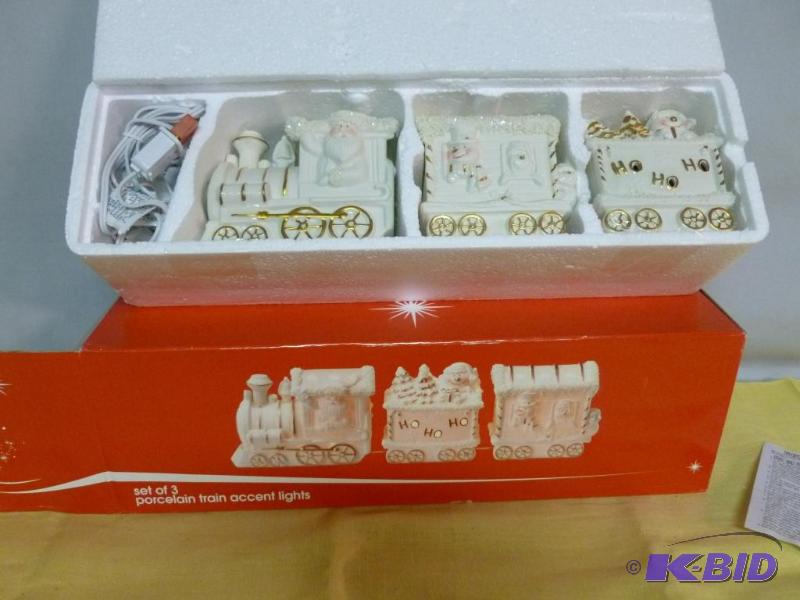 lot 154 image: Nice set of three porcelain train accent ligh...