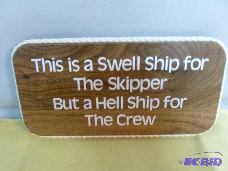 lot 165 image: Collectible wood sign that measures 5" x...