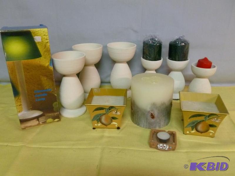 lot 187 image: Large lot of nice pottery candle holders, fou...