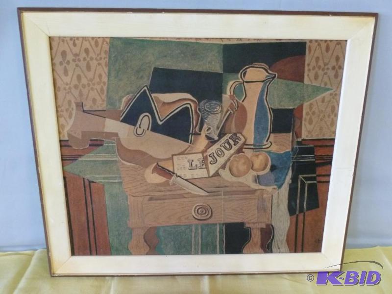 lot 30 image: Large decorative wood framed picture that mea...