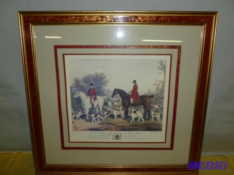 lot 71 image: Large Thomas Hills - English Fox Hunt wood fr...