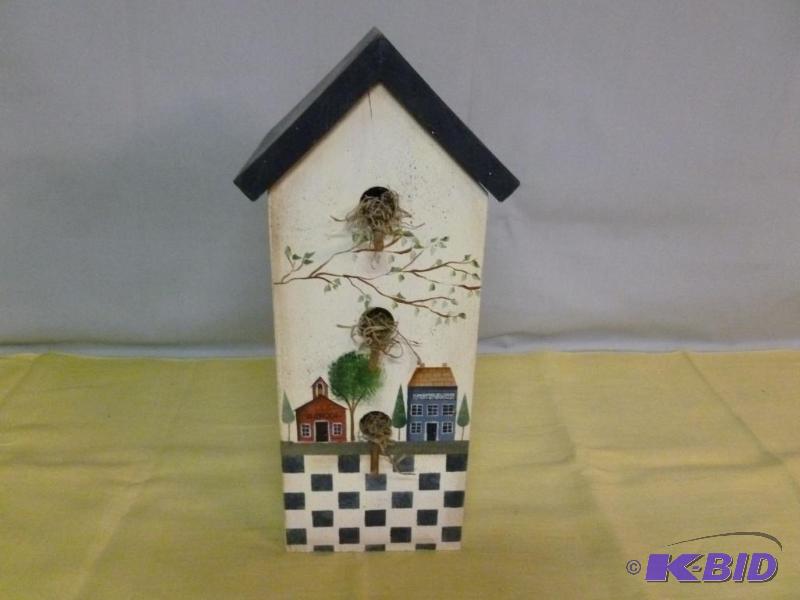 lot 93 image: Beautiful large hand painted wooden bird hous...