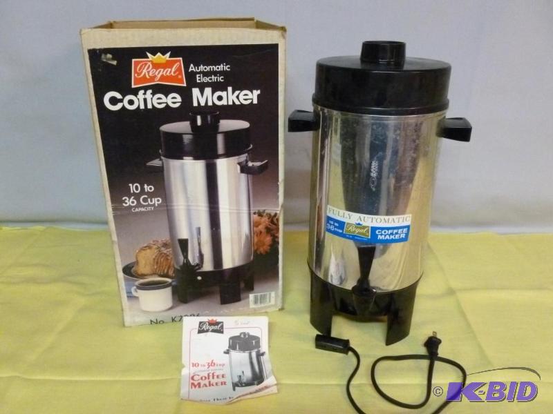 lot 97 image: Regal 36 cup peculator coffee pot, comes in t...