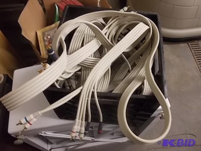 Crate Of Assorted AV CablesCords...