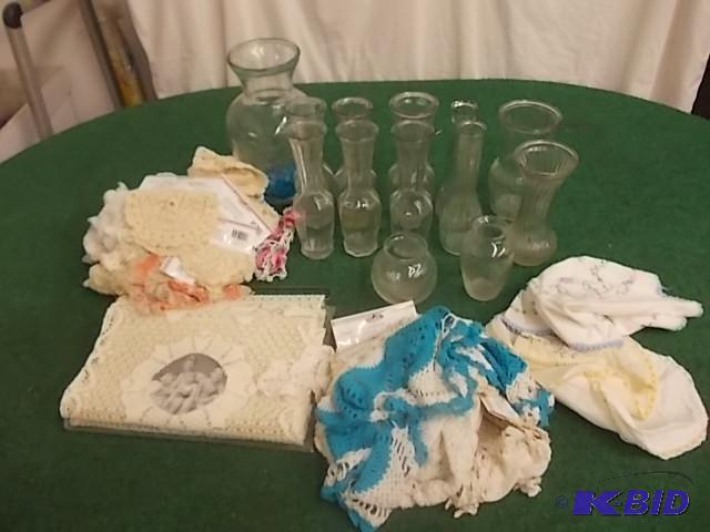 Large Variety Of Vases &amp Doilies...