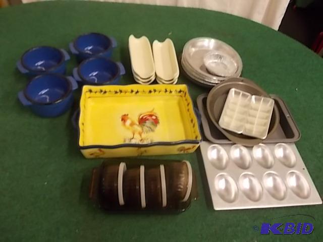 Large Lot Of Bakeware, Cassaroles, Pie Tins, ...