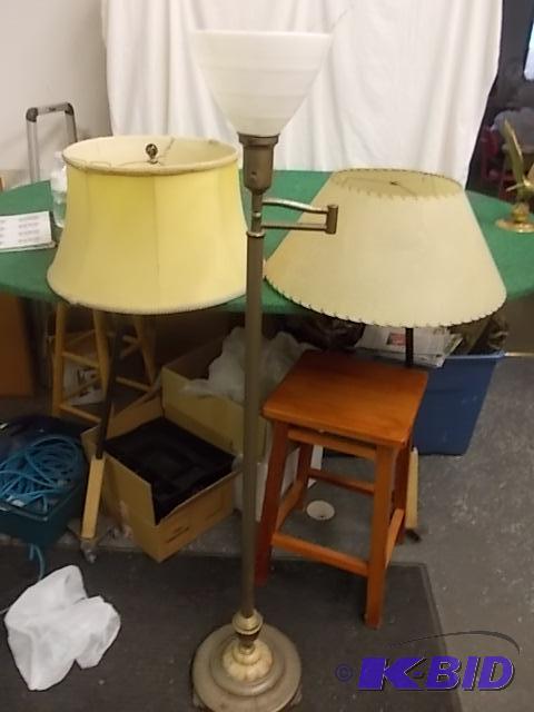 Vintage Floor Lamp With Glass Globe &amp Sha...