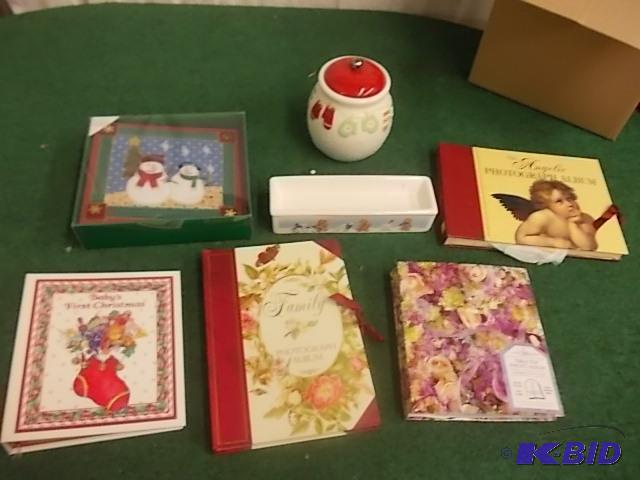 Box Lot Of Christmas Photo Albums Cookie Jar ...