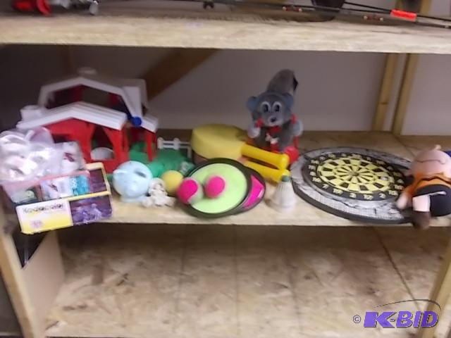 Large Lot Of Assorted Toys, Puzzles, Dart Boa...