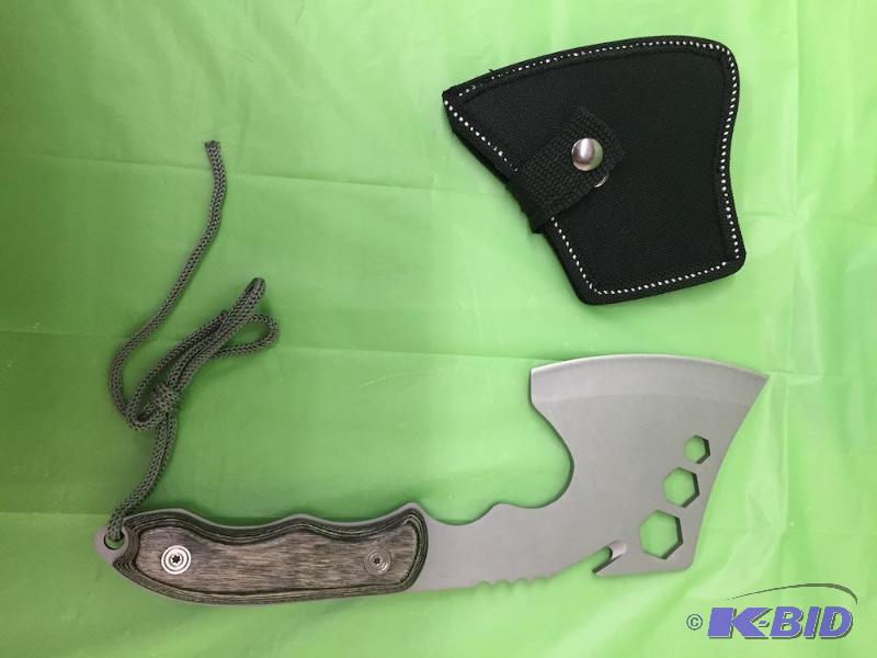 lot 13 image: Brushed Steel Utility AXE & Sleeve