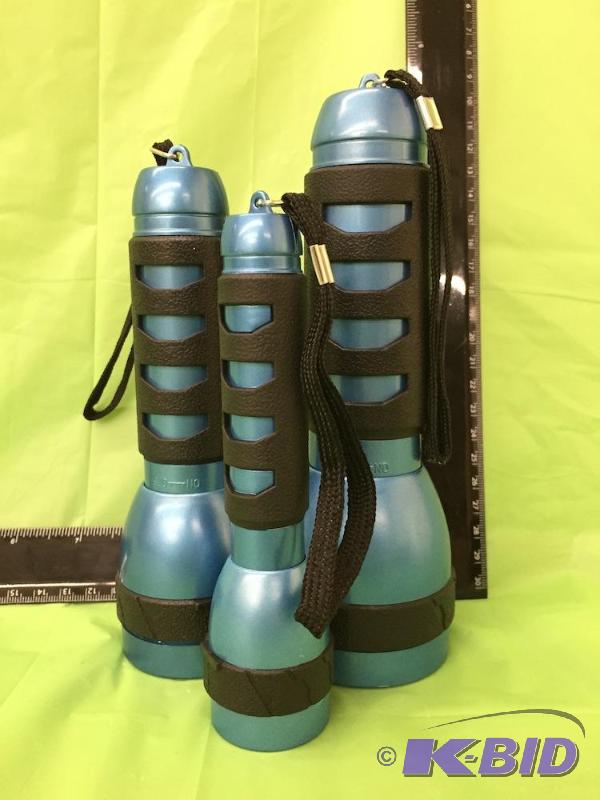 lot 17 image: Lot of 3 Handheld Blue Flashlights