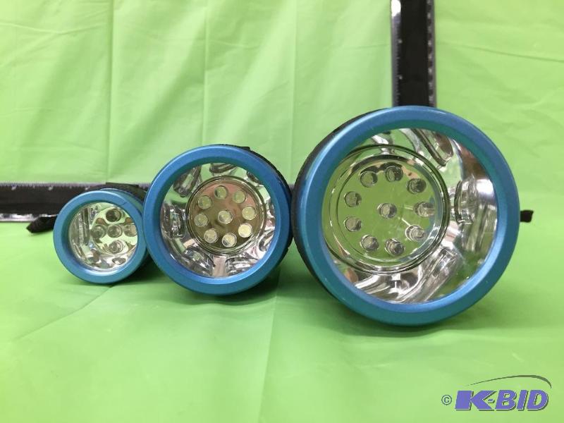 lot 31 image: Lot of 3 Handheld Blue Flashlights