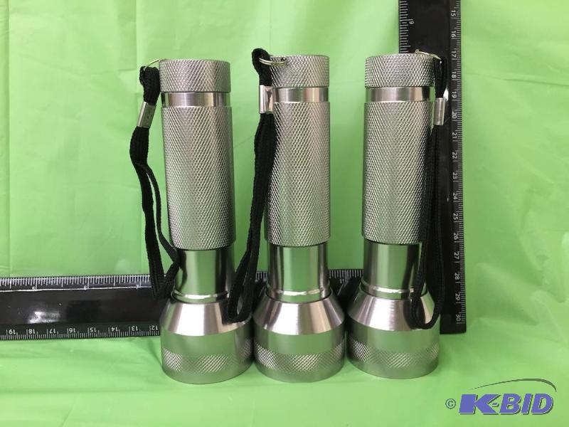 lot 7 image: Lot of 3 Steel LED Flashlight