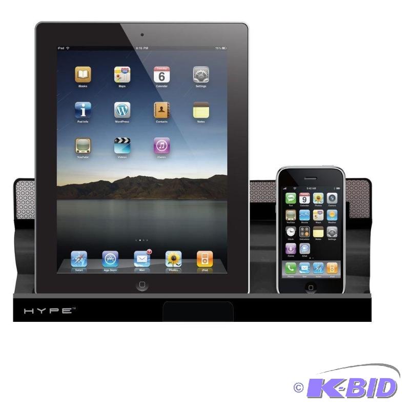 lot 113 image: Hype HY891DUALB Dual Charging Station for iPhoneiPad - Retail Packaging - Black