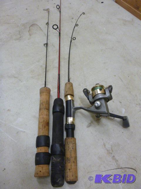 lot 111 image: Three Ice Fishing Rods 1 with reel....
