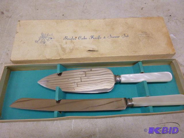 lot 117 image: Brides Cake Knife and Server Set...
