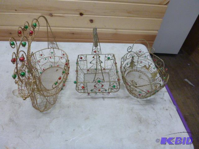 lot 119 image: Three Christmas Metal Baskets...