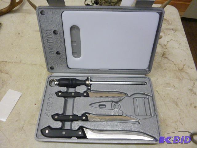 lot 64 image: Camp USA Knifes Steel sharpener, cutting boar...