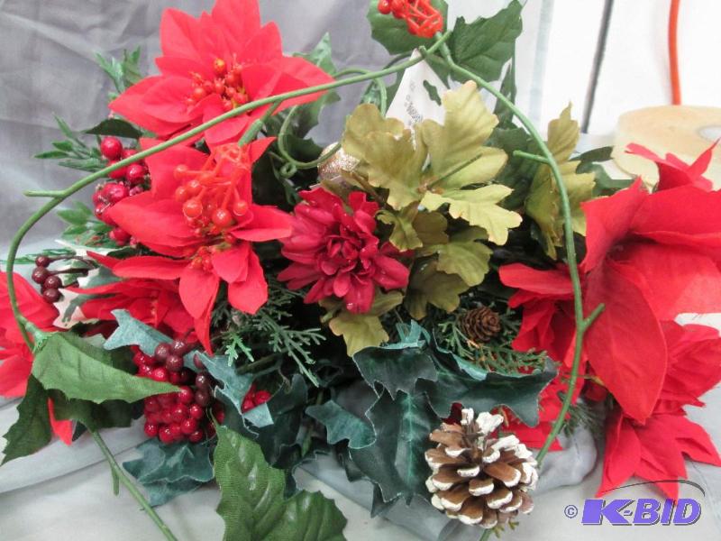 misc. poinsettias and berries,and a 6 foot ch...