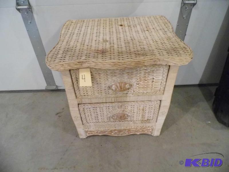 2 Drawer Wicker Stand